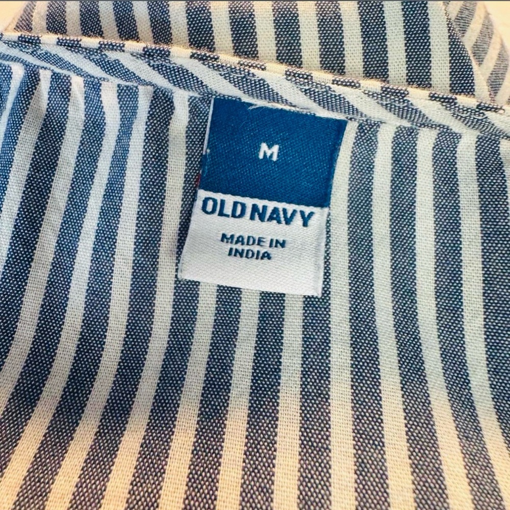 Old Navy Blue and White Striped Long Sleeve Midi Dress tassel neck detail size m - Picture 8 of 8